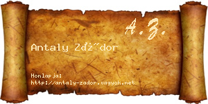 Antaly Zádor névjegykártya